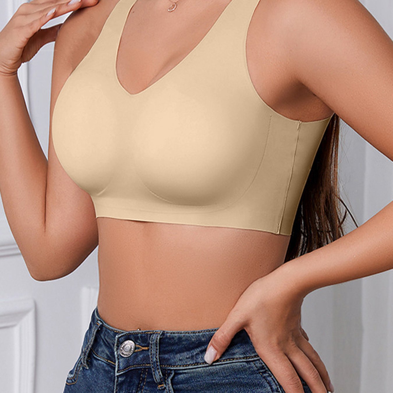 Plus-Size Padded Bralette Without Underwire for Daily Wear Yoga Running