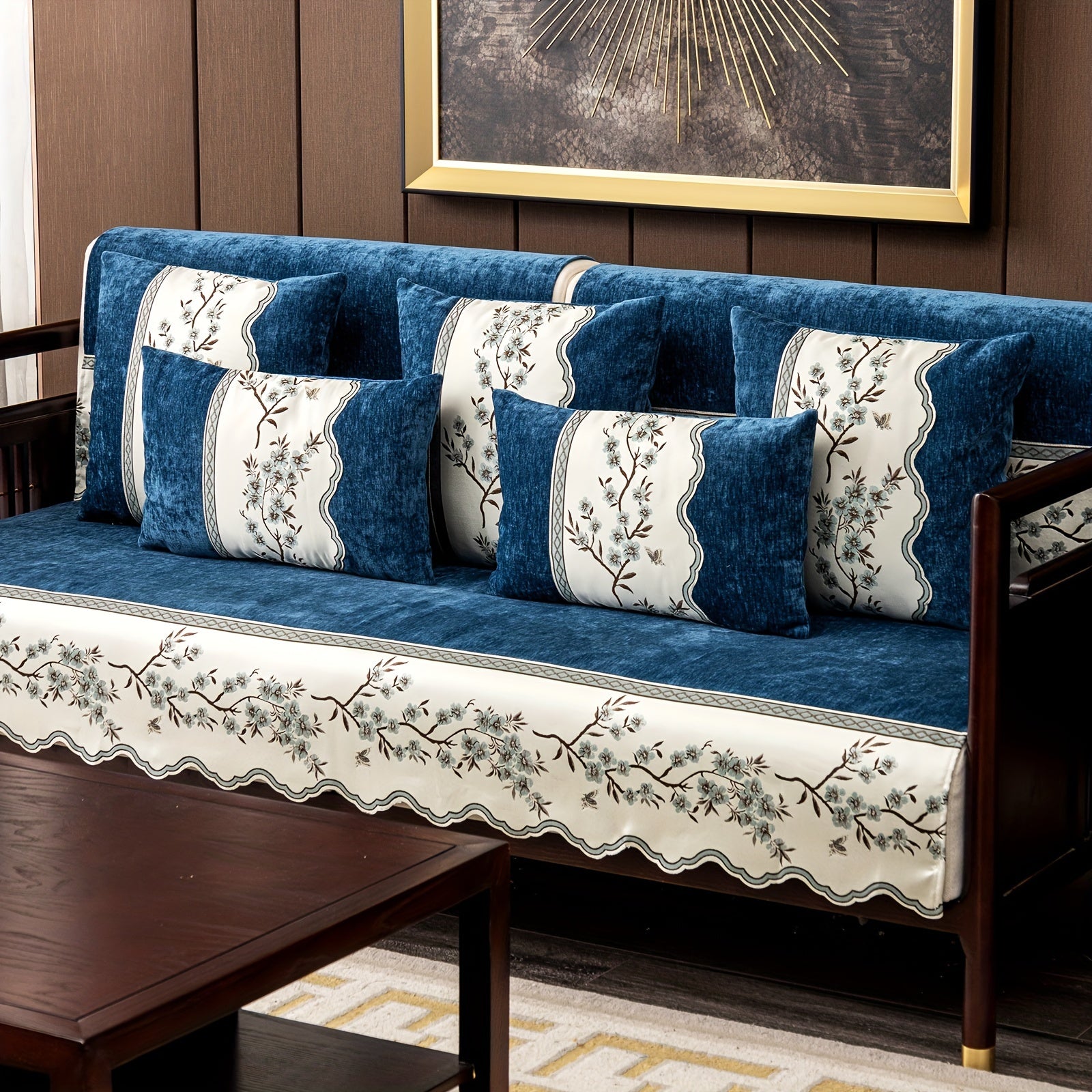 Чехол на диван с цветочным узором для всех сезонов с подушками и защитными чехлами для подушек для гостиной, спальни, офиса