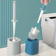 360 Degree Curved Handle Toilet Brush Set Hemispherical Brush Head Wall Mount or Floor Storage