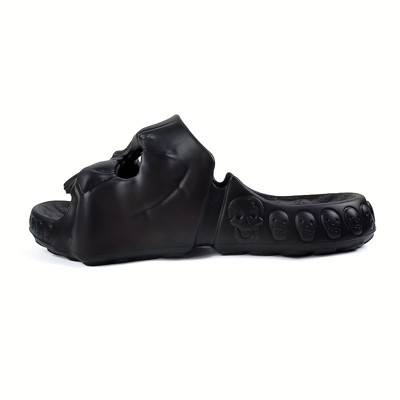 Plus Size Unisex Solid Color Skull-Shaped Open Toe Slippers Breathable EVA Non-Slip Soft Sole Summer Footwear