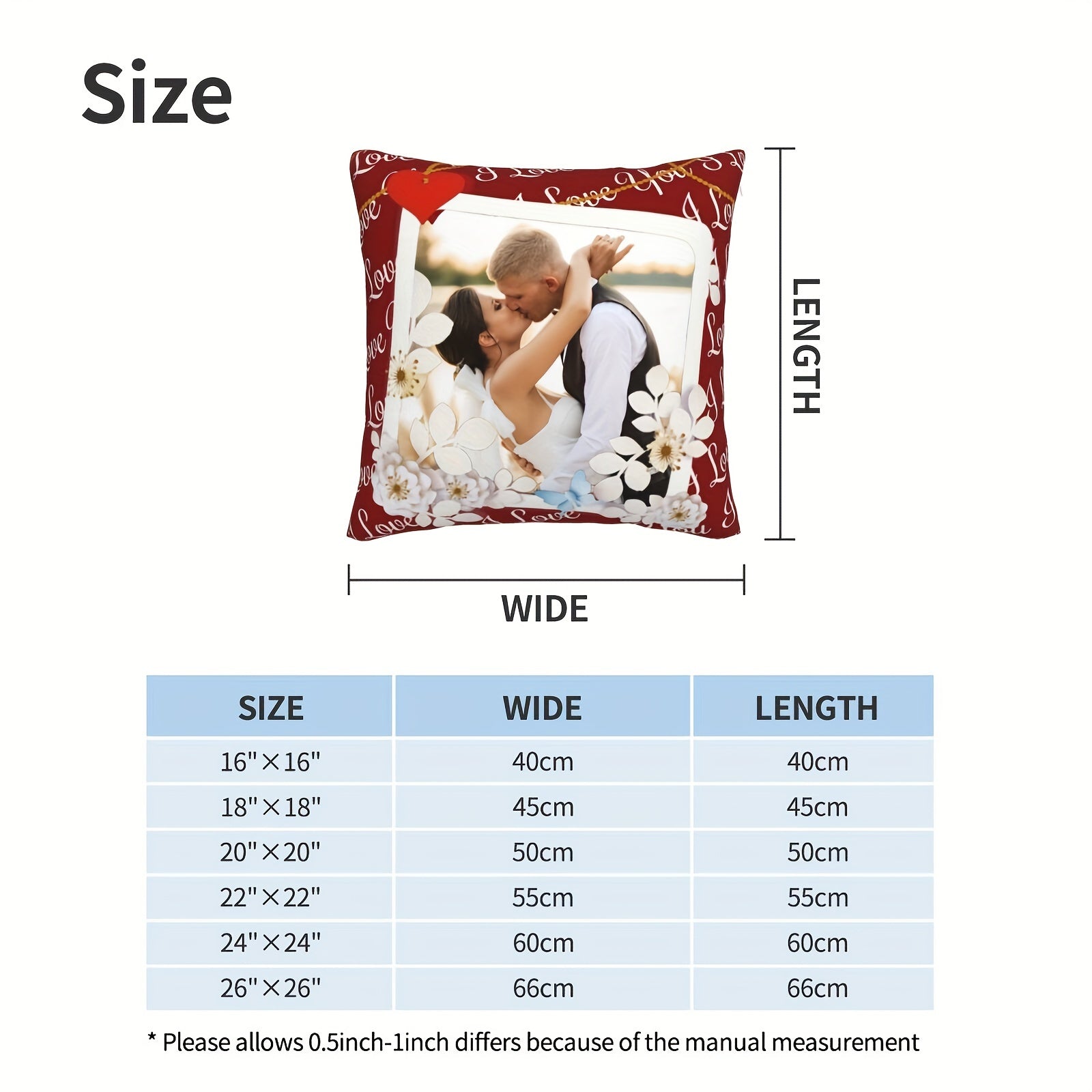 Personalized Love Photo Pillow for Couples Wedding Valentine's Day Soft Polyester Cushion