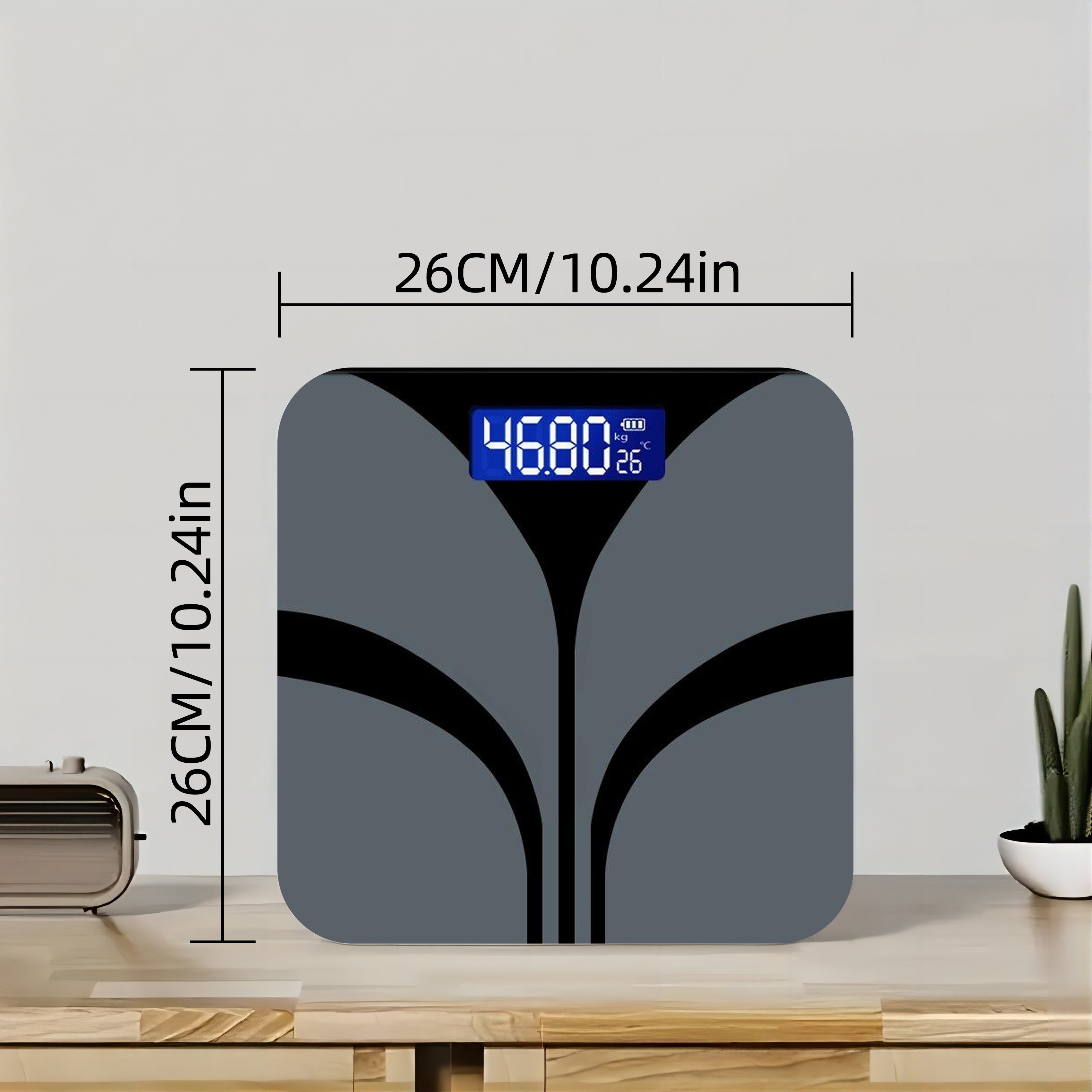 Черные умные весы с ЖК-дисплеем и измерением температуры для использования в ванной