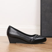 Zapatos de mujer tipo slip-on con punta cuadrada y tacón grueso, negros, cómodos para el trabajo