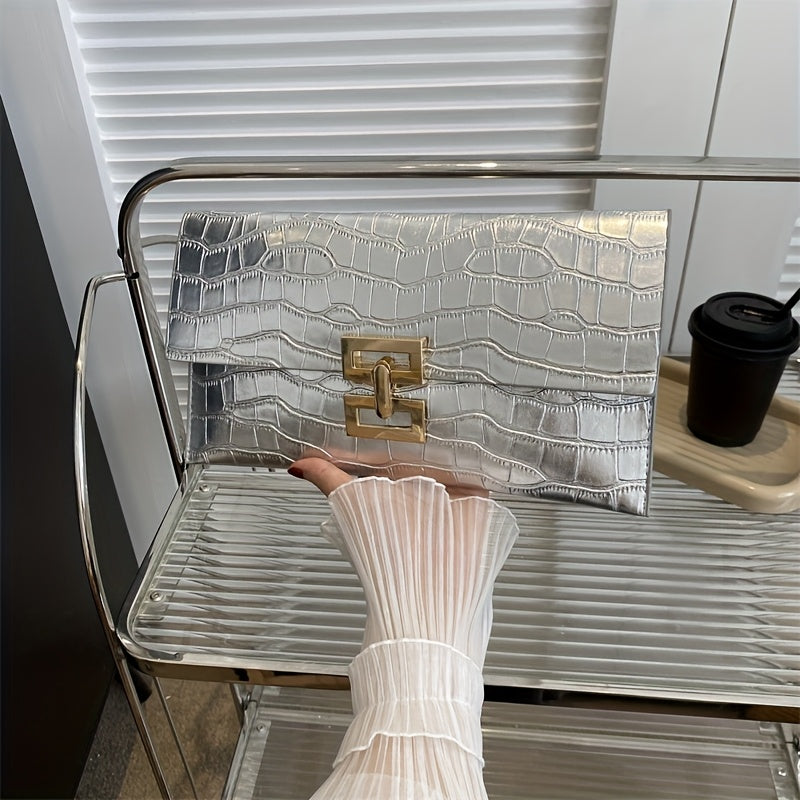 Клатч с текстурой камня, изготовленный из мелкой синтетической кожи, с магнитной застежкой, различных цветов.