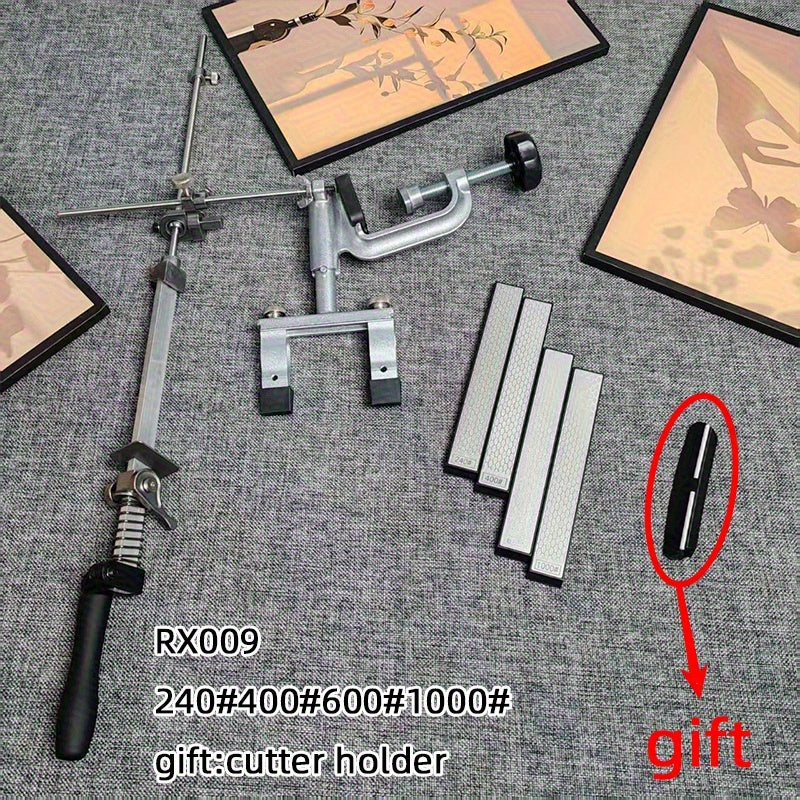 Boshqariladigan burchak va statik silliqlash moslamasi bilan oshxona asboblarini silliqlash tizimi.