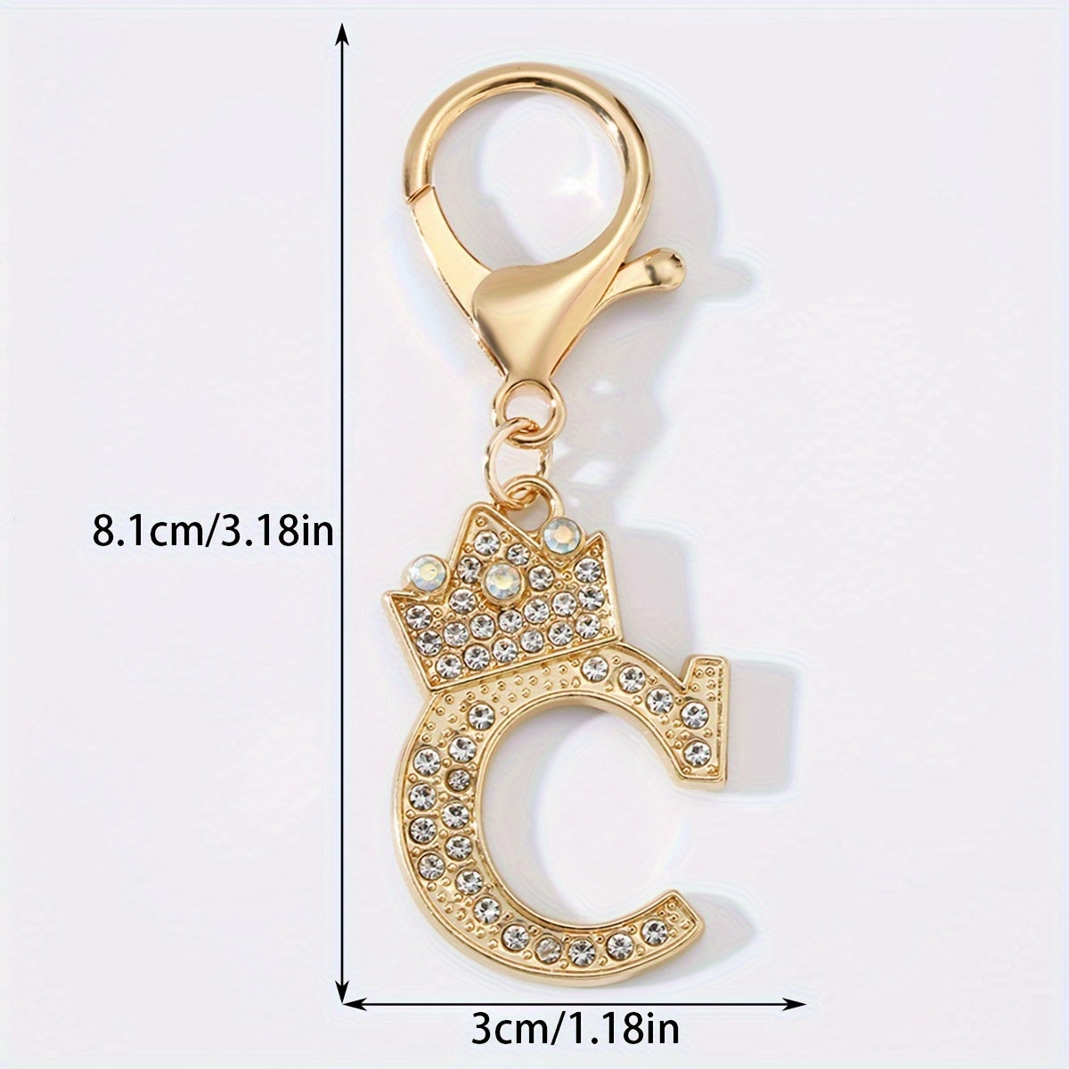 Men's Zinc Alloy Keychain with Artificial Diamond Crown and Letter Charms