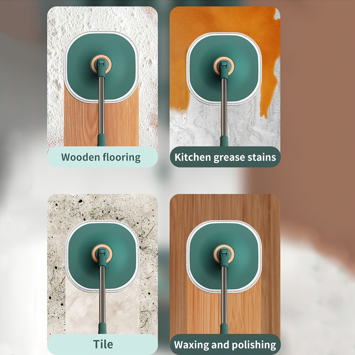 Uy va yotoqxona uchun ideal, ushbu Premium Doira Aylanma Mopa va Chelak To'plami Oson Burish texnologiyasi va Yuvishsiz texnologiyasi bilan ta'minlangan, bu esa pol, plitka, yog'och va laminatlarni oson tozalash imkonini beradi.