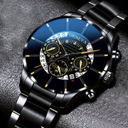 Men's Quartz Watch Stainless Steel Band Calendar Feature