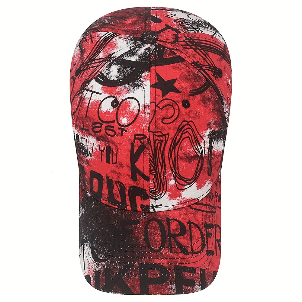 Graffiti Flower Cotton Baseball Cap Street Style Geometric Pattern Unisex