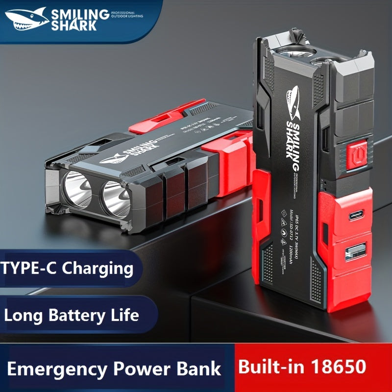 Rechargeable LED Flashlight with 2 Ultra Bright LEDs, 3 Modes, Built-in Power Bank for Camping, Hiking, Car Repair