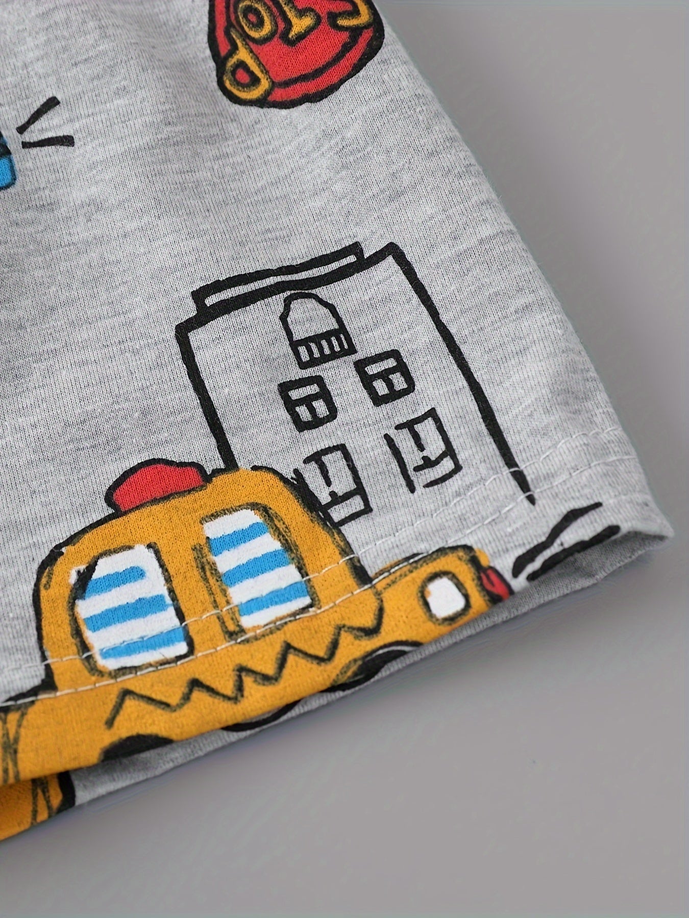 Kids' Cotton Taxi Print T-Shirt and Shorts Set for Summer Casual Wear