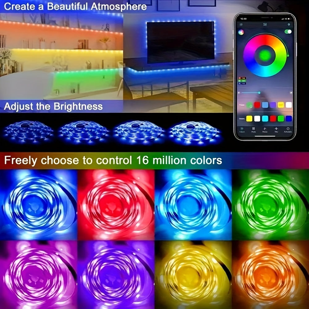 RGB LED chiroqlar chizig'i 91cm dan 29.87m gacha USB rang o'zgartirish masofadan boshqarish ilovasi bilan