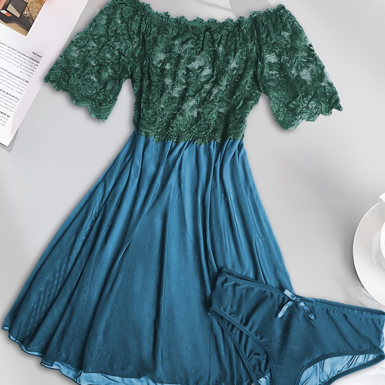 Комплект женского белья больших размеров из кружева, прозрачный боди, соблазнительный ночной наряд