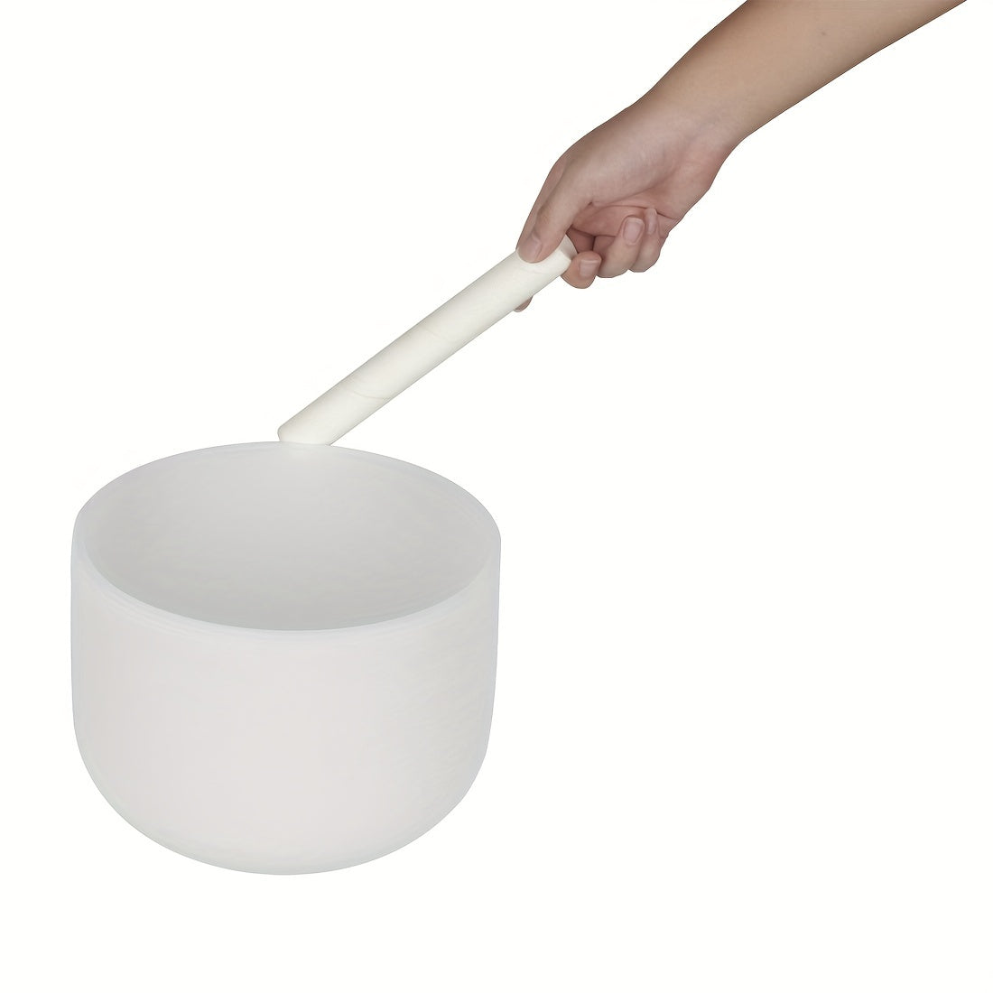 10-Inch White Crystal Music Bowl G Tone with Sheepskin Stick and Rubber Gasket