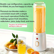 Portable Electric Juicer Cup with Dual Cups Rechargeable USB Battery for Travel and Home Use