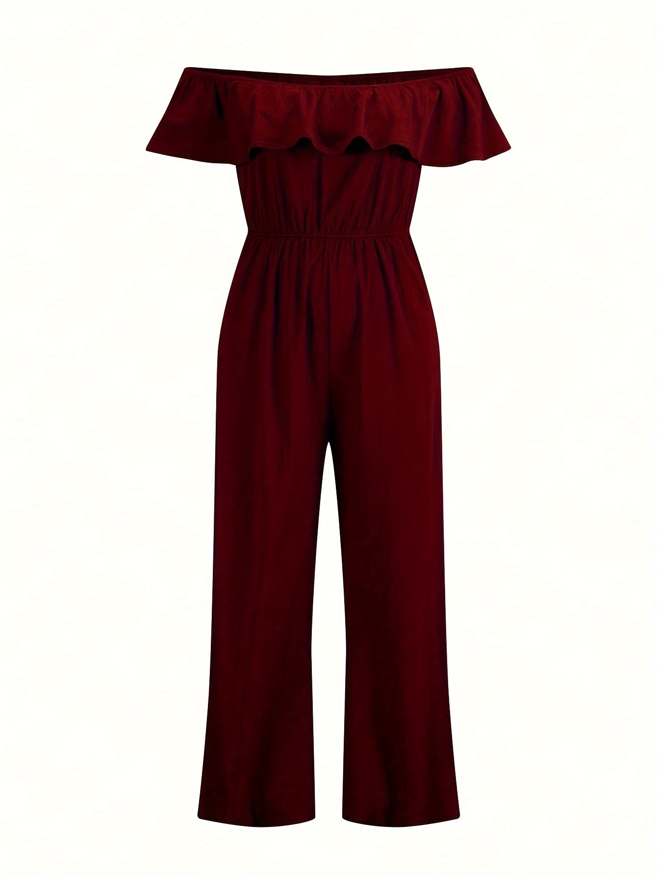 Mono de talla grande con hombro descubierto, estilo de vacaciones, pantalón ancho, primavera y verano