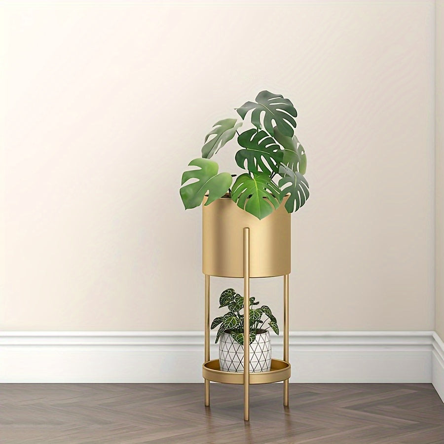 Modern Double-Layer Iron Flower Stand for Living Room and Balcony Decor