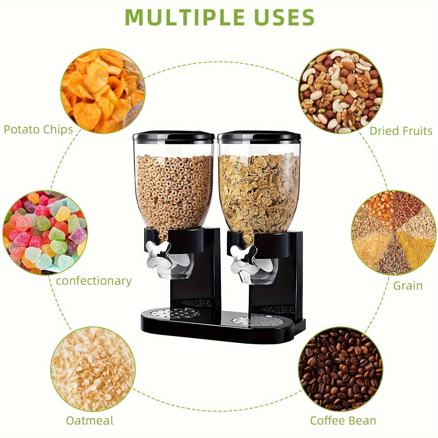 Control Grain Dispenser with Large Capacity for Cereal Nuts Rice and Granola
