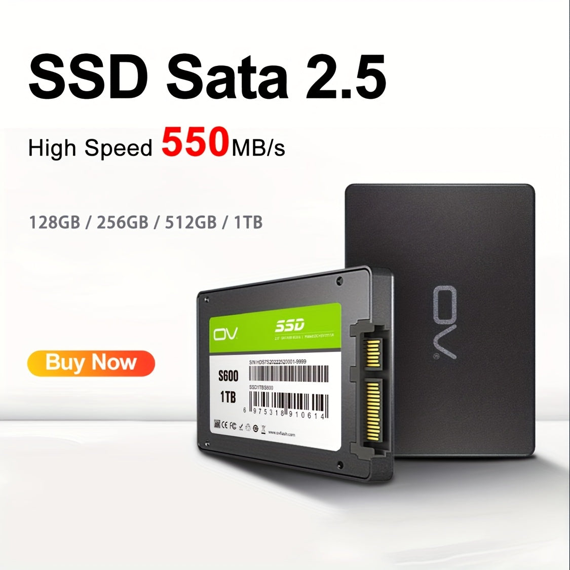 Высокоскоростной SSD SATA 3 128ГБ 256ГБ 512ГБ 1ТБ Ударопрочный компактный для ПК и ноутбуков