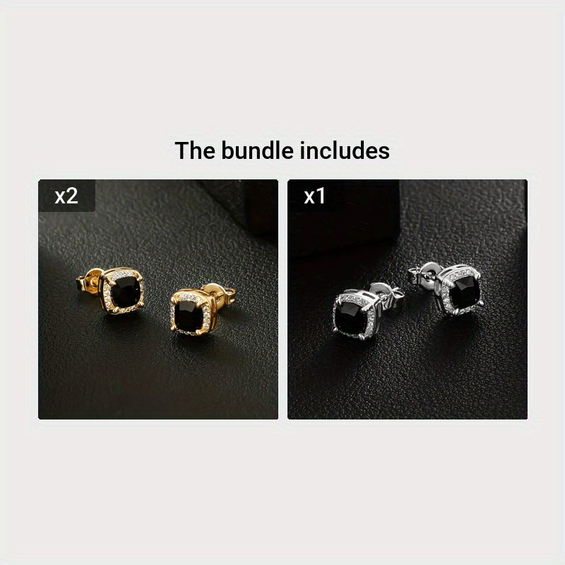 Unisex Square Retro Fashion Earrings 6mm High-Quality Jewelry Accessories