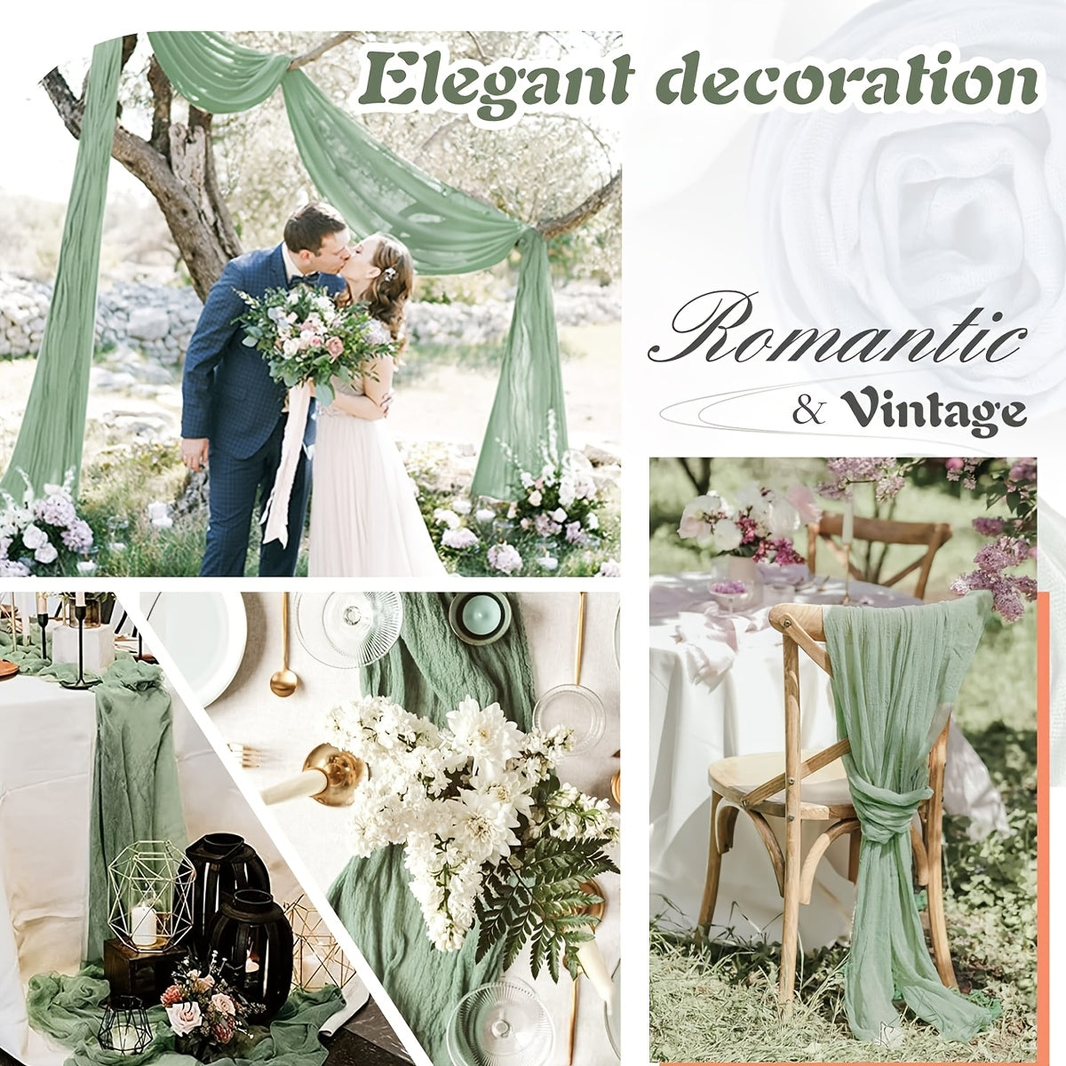 Rustic Polyester Cheese Cloth Table Runner for Outdoor Events and Celebrations