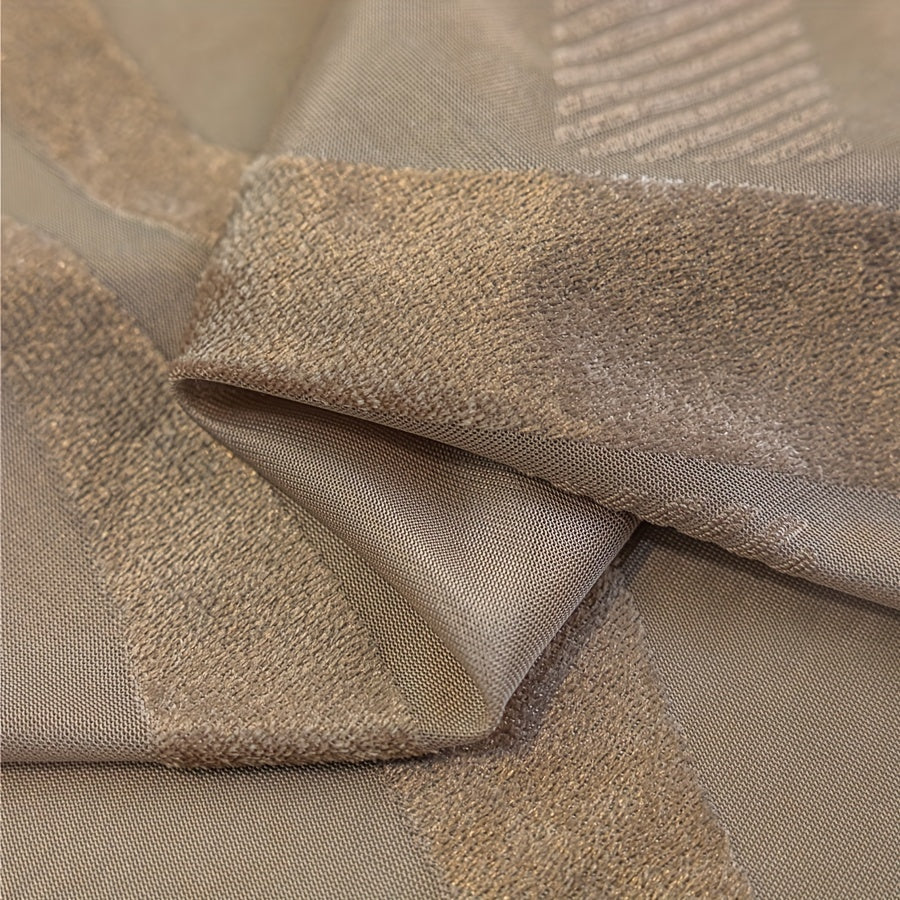 European Coffee Ribbon Curtains Set of 2 Modern Sheer Drapes Grommet Top UV Protection