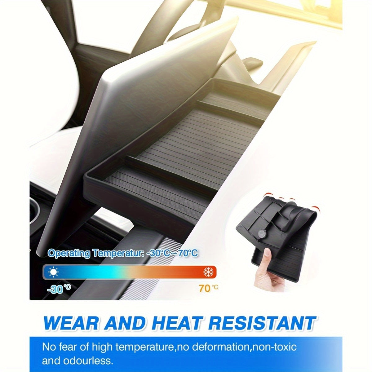 Bandeja organizadora de interior para coche, de TPE negro, para accesorios de almacenamiento Tesla Model 3/Y