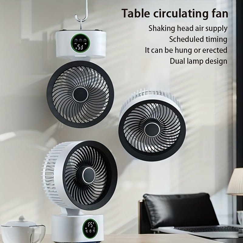Desktop Air Circulation Fan with Timer, Quiet, Strong Airflow, 3-in-1 Table Fan for Home Dorm Kitchen Bathroom