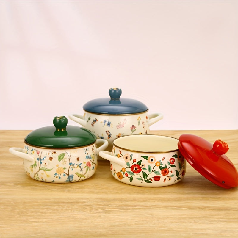 Enamel Cookware Pot with 18cm Diameter for Cooking and Serving