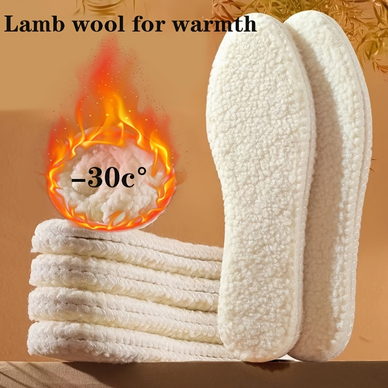 Unisex Warm Lamb Fleece Insoles Winter Cushioned Breathable
