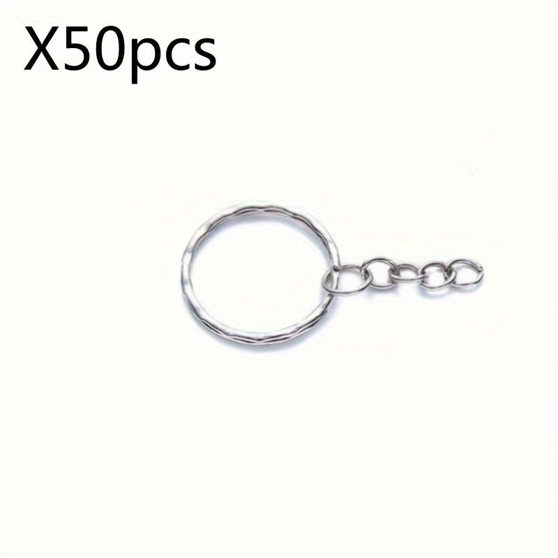 Set of 50 Alloy Key Rings Keychain with Link Chain for Crafting and DIY Projects