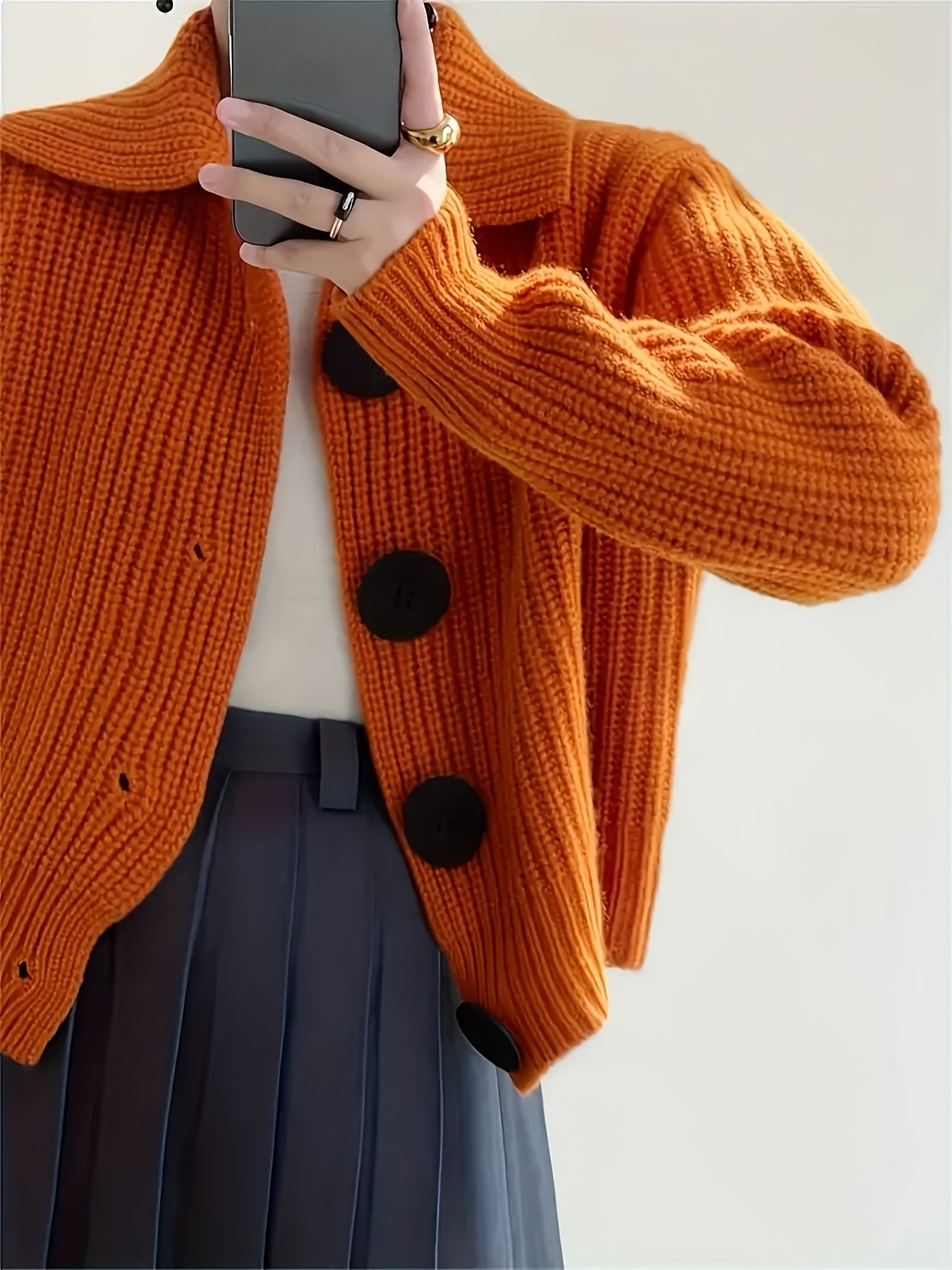 Plus Size Women's Knit Cardigan Sweater Coat with Button Closure for Fall Winter