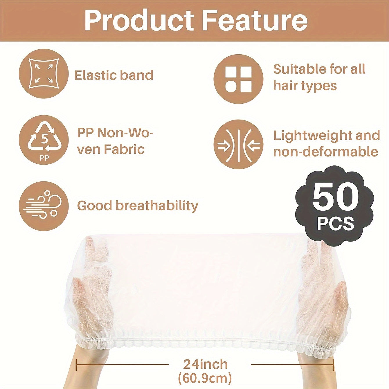 Oziq-ovqat xizmatlari va SPA gigiyenik sochni himoya qilish uchun bir martalik elastik soch tarmog'i shlyapa