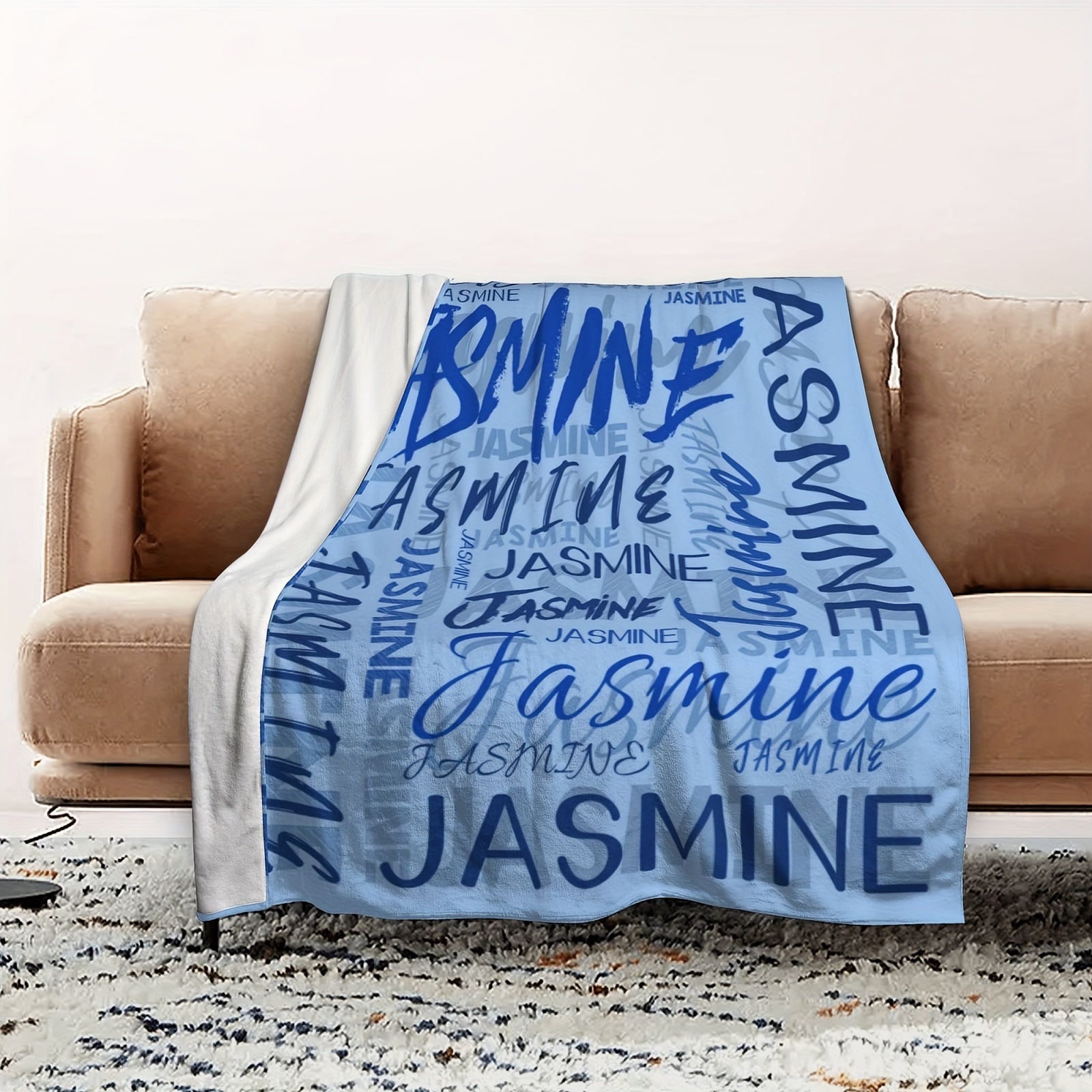 Personalized Soft Flannel Blanket Custom Name All-Season Throw for Office Chair Picnic Travel