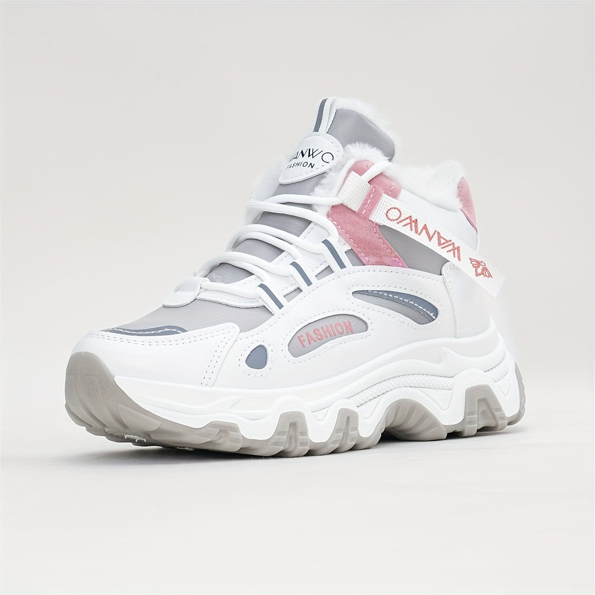 Women's Winter Running Shoes Fleece Lined White Black Casual Boots