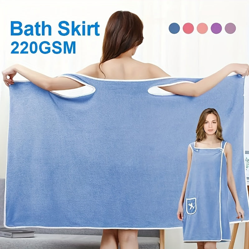 Women’s Polyester Bath Towel with Pocket for Spa and Bathroom Use