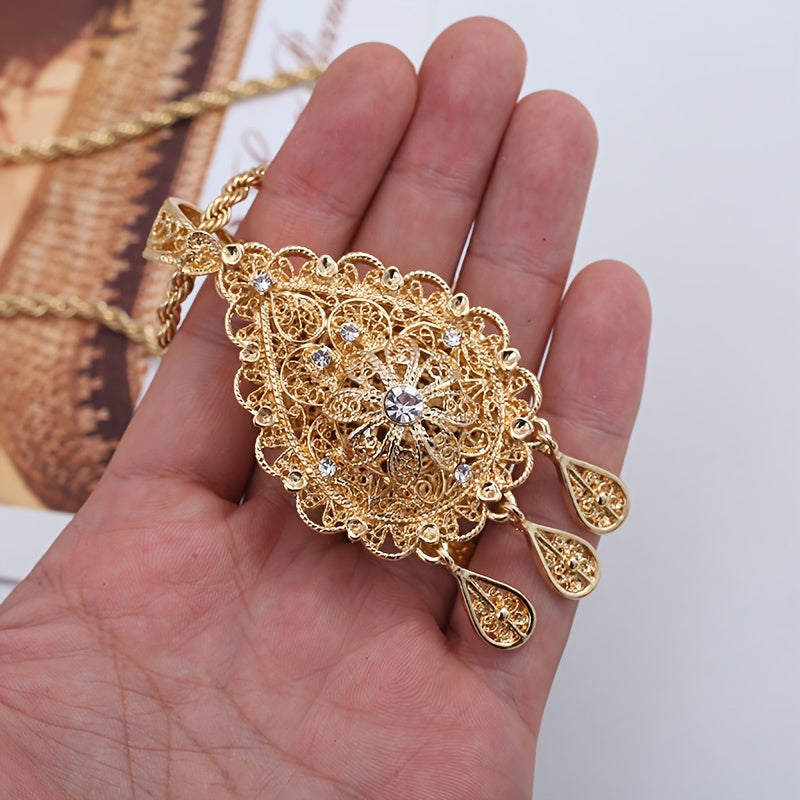 Zarif Tomchi Qulupnay Zanjir - 18K Oltin Qoplamali Bo'sh Dizayn, To'ylar, Banketlar, Frantsuz Partiyalari uchun Elegan Qizil Qizlar Zargarlik - Sink Qotishmasi, Har Mavsumda Mukammal