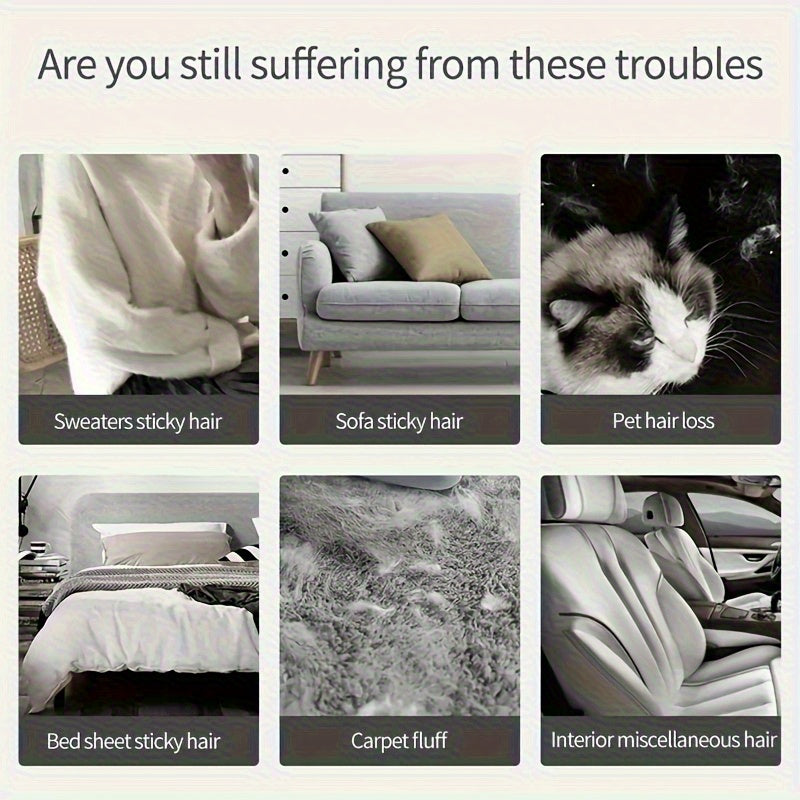 1 dona Spring Pet Hair Removal Brush - Ikki tomonlama statik yopishqoq lint olib tashlovchi, qo'lda ishlash, elektr energiyasi talab qilinmaydi - Pashsha bayrami hayvonlari, uy tozalash yordamchisi uchun ideal, oson tozalanadi