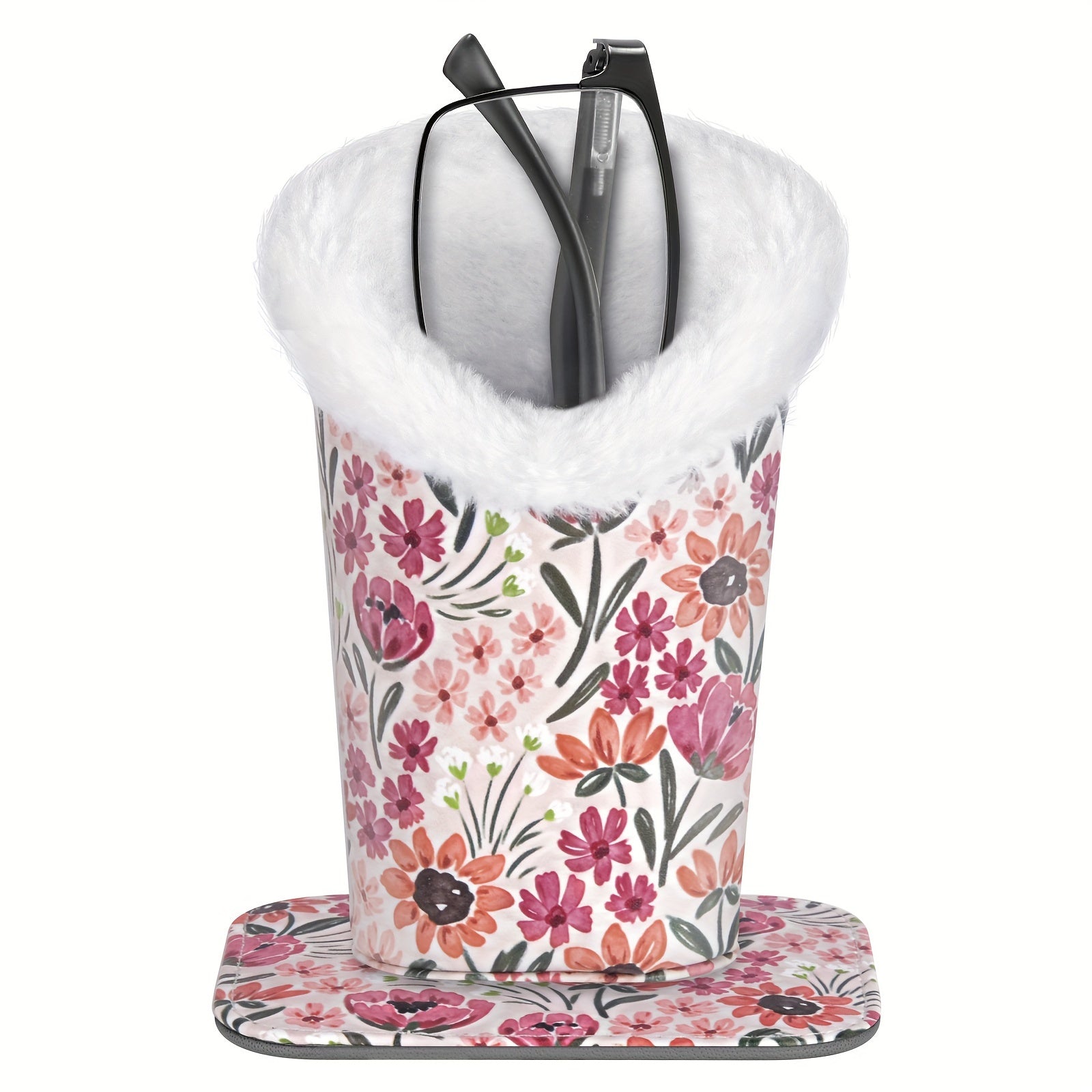 Women's Faux Leather Eyeglass Case with Plush Interior and Magnetic Base