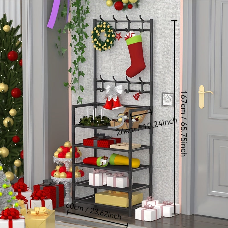 Armario para zapatos de metal moderno con diseño que ahorra espacio para entrada o dormitorio