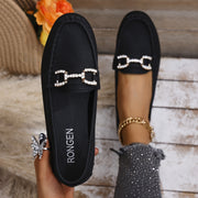 ayollar uchun slip-on tufli, faux cover yuqori qismi, kauchuk taglik, kundalik poyafzal