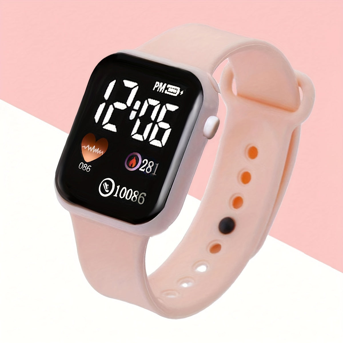 Women's Digital Watch with Silicone Band Analog Digital Display Square Plastic Case