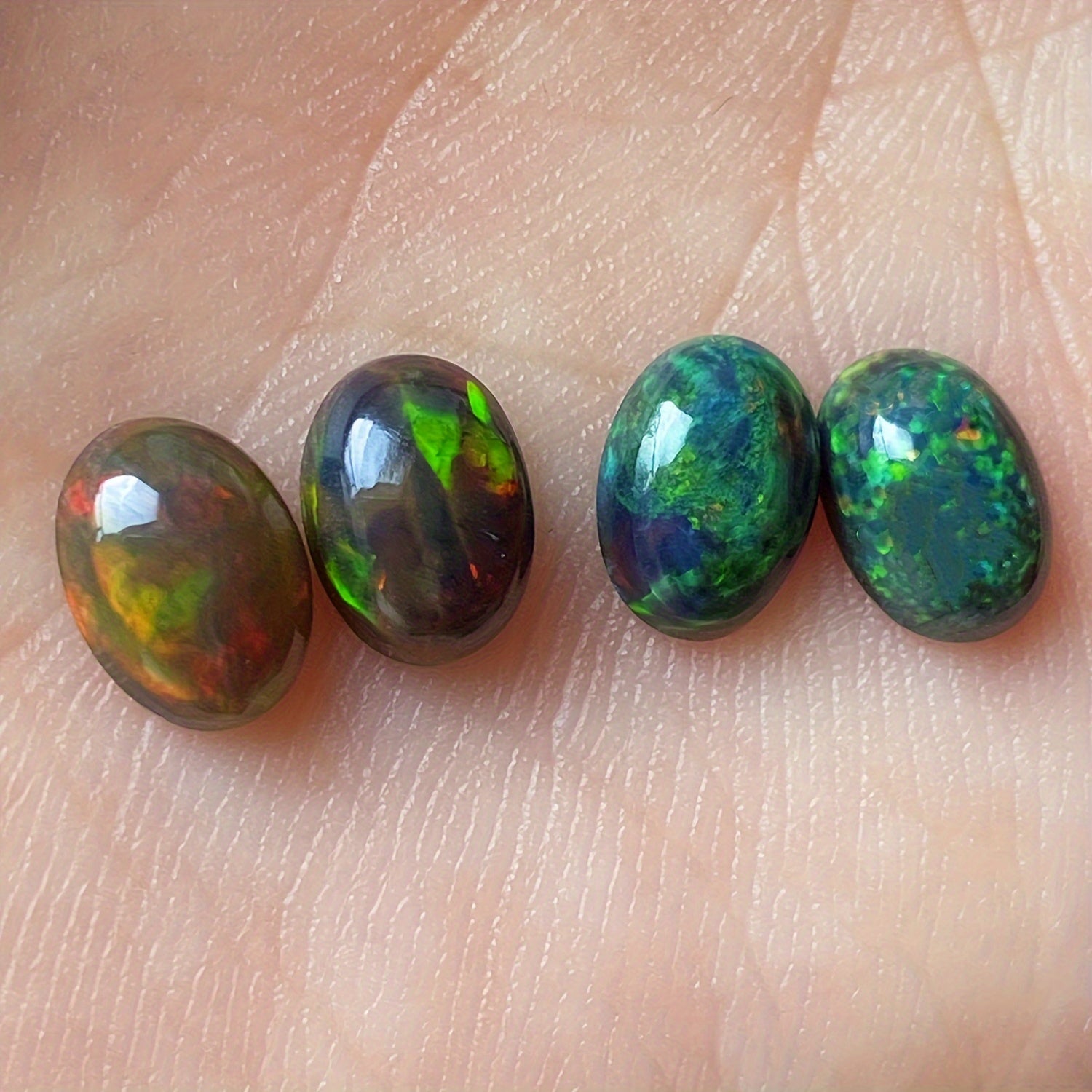 Ethiopian Opal Cabochon Grade A in White and Black for Jewelry Making
