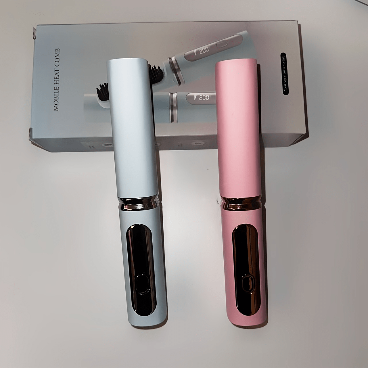 Portable Hair Straightening Comb with LED Display USB Rechargeable for Home Travel Use