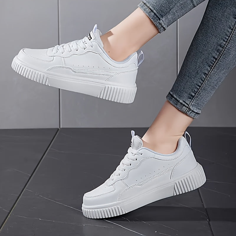 Women's White Casual Sneakers Lightweight Breathable Low-Top Shoes