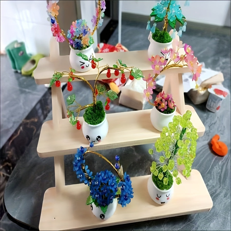 Ko'rsatish, saqlash, tortlar, ish stoli, kichik narsalar, gullar uchun rack, qattiq yog'och, trapezoid dizayni, tirnoq san'ati, qo'g'irchoqlar.