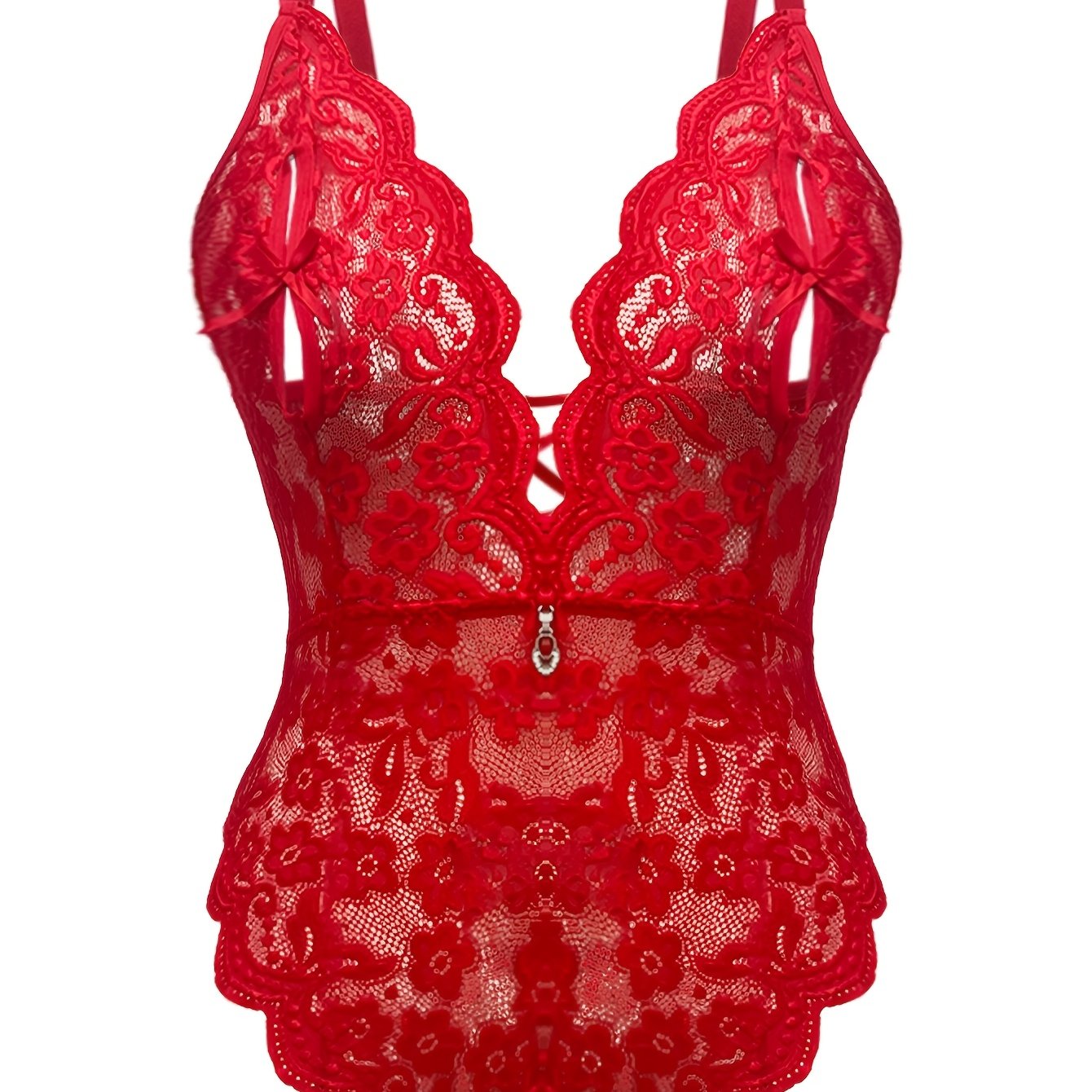 Plus Size Women Lace Bodycon Bodysuit Hollow-Out Contrast Sexy Constraints