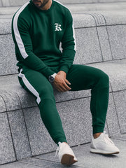 Men's Polyester Casual Tracksuit with Letter Print Crew Neck Sweatshirt and Joggers for Fall Winter
