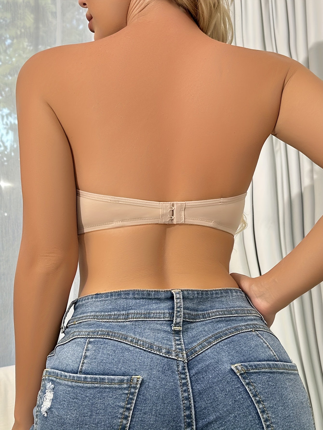 Invisible Bra with Underwire Support Non-Removable Pads Nylon Elastane Lingerie