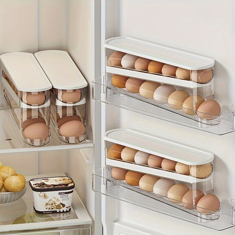 Caja de almacenamiento de huevos con acceso a la puerta del refrigerador, duradera, organizador de cocina de plástico